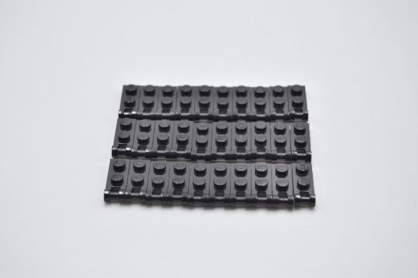 LEGO 30 x Scharnierplatte schwarz Black Plate Modified 1x2 Handle on End 60478