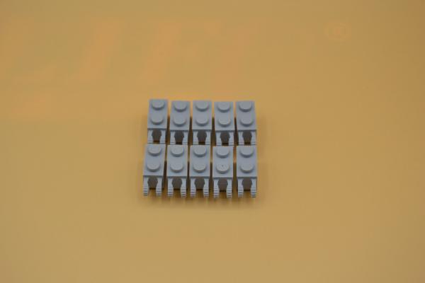 LEGO 10 x Scharnier 1x2 mit 2 Finger neuhell grau newlight grey fork 30365