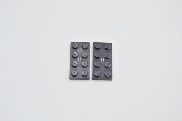 LEGO 2 x Kontaktplatte schwarz Black Electric Plate 2x4 with Contacts 4757