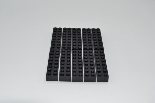 LEGO 10 x Basisstein Baustein Grundbaustein schwarz Black Brick 2x8 3007