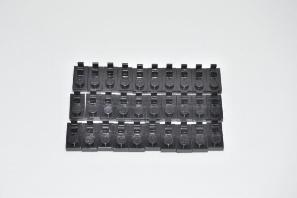 LEGO 30 x Platte mit Clip oben schwarz Black Plate Modified 1x2 92280 4598528