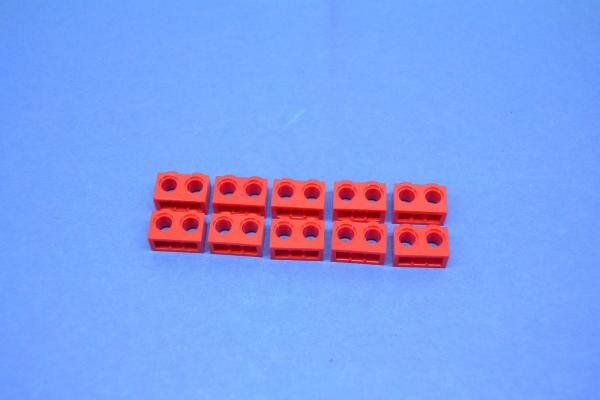 LEGO 10 x Technik Lochstein 1x2 2 LÃ¶cher rot Red Technic Brick 1x2 with 32000