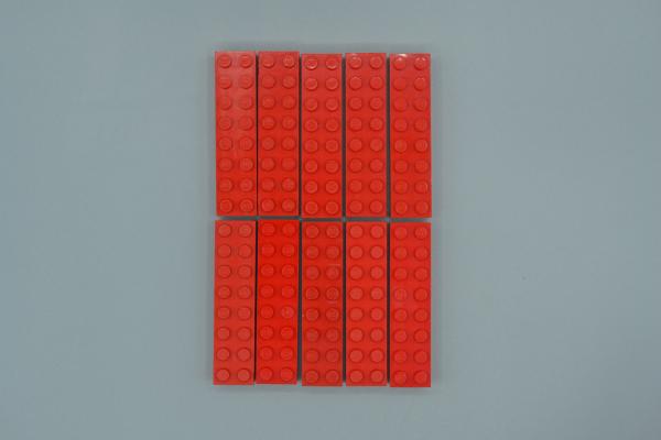 LEGO 10 x Basisstein Baustein Grundstein rot Red Brick 2x8 3007 300721