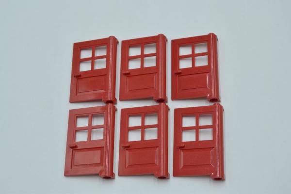 LEGO 6 x HaustÃ¼r EingangstÃ¼r rot Red Door 1x4x5 with 4 Panes 3861