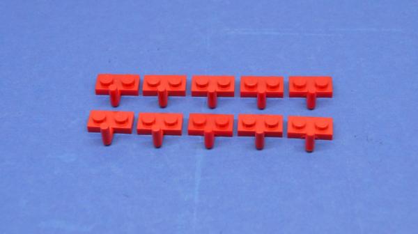 LEGO 10 x Platte mit Haken rot Red Plate Modified 1x2 with Arm Up 4623