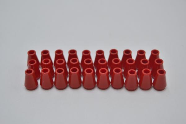 LEGO 30 x Kegel ohne Rille rot Red Cone 1x1 without Top Groove 4589