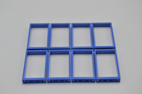 LEGO 8 x Fensterrahmen blau Blue Door Frame 1x4x6 Two Holes on Top Bottom 60596
