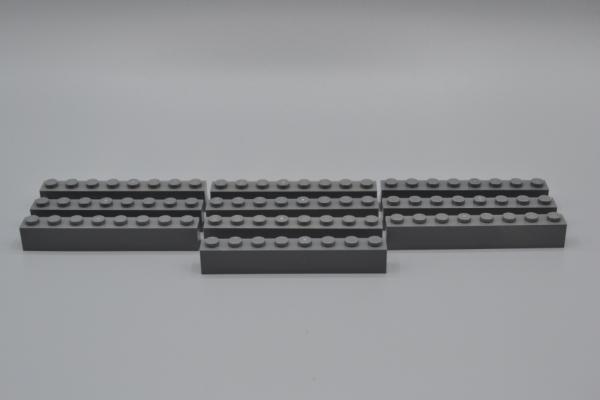 LEGO 10 x Basisstein neues dunkelgrau Dark Bluish Gray Basic Brick 1x8 3008