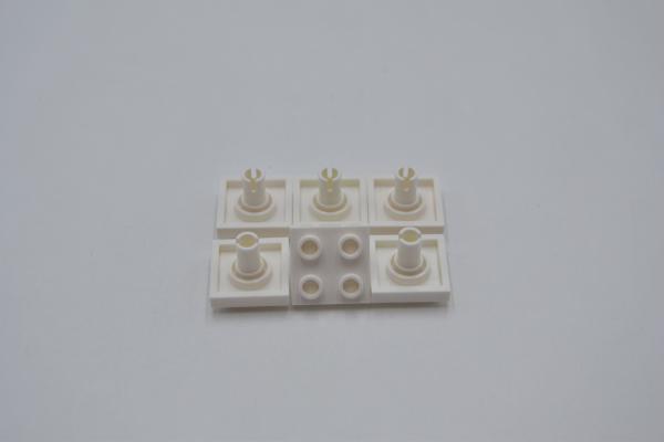 LEGO 6 x Technic Platte mit Pin weiÃŸ White Plate Modified 2x2 with Pin on 2476