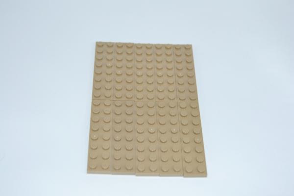 LEGO 10 x Basisplatte Bauplatte dunkelbeige Dark Tan Basic Plate 2x8 3034