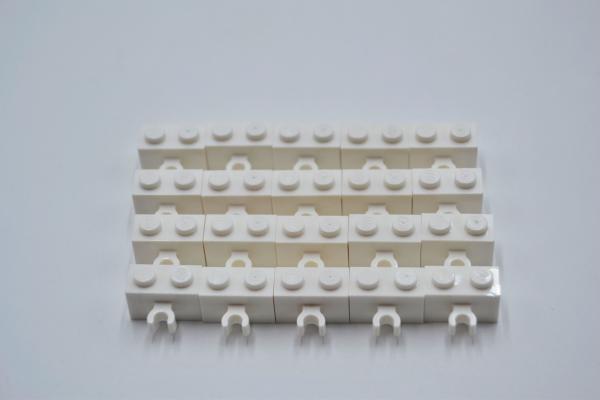 LEGO 20 x Stein weiÃŸ White Brick Modified 1x2 with Open O Clip Thick 30237b