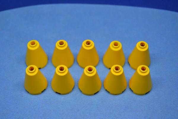 LEGO 10 x Kegelstein Zylinder offen gelb Yellow Cone 2x2x2 Open Stud 3942c