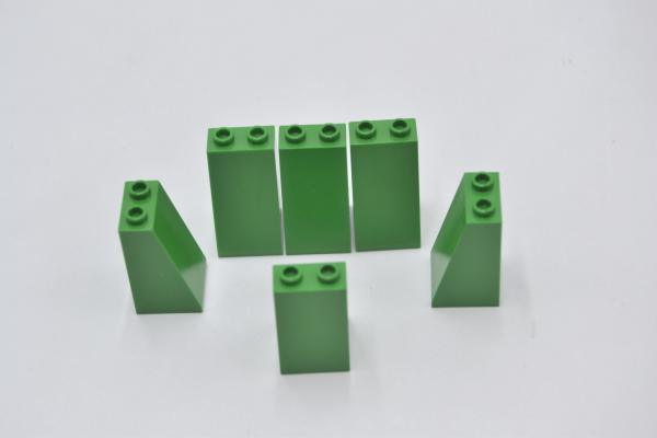 LEGO 6 x SÃ¤ule SchrÃ¤gstein Stein grÃ¼n Green Slope 75 2x2x3 Smooth 3684b