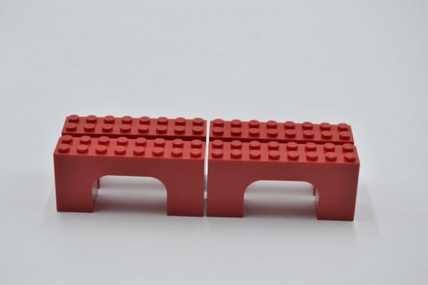 LEGO 4 x Bogenstein BrÃ¼cke rund rot Red Brick Arch 2x8x3 4743