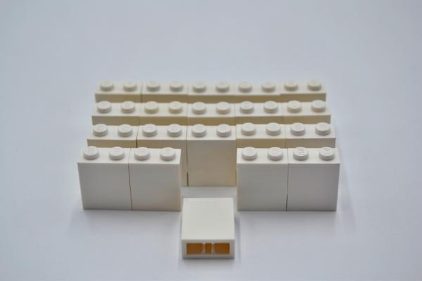 LEGO 20 x Wand StÃ¼tze weiÃŸ White Brick 1x2x2 with Inside Axle Holder 3245b