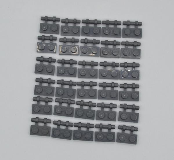 LEGO 30 x Platte Griff neues dunkelgrau Dark Bluish Gray Plate 1x2 Handle 2540