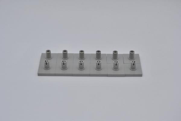 LEGO 12 x Platte Pin oben althell grau Light Gray Tile 2x2 with Pin 2460