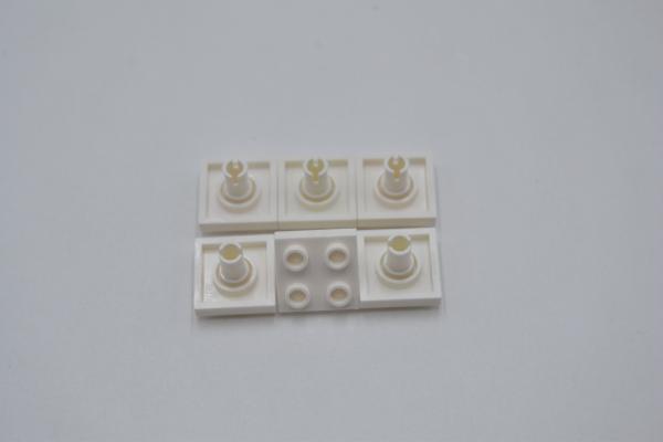 LEGO 6 x Technic Platte mit Pin weiÃŸ White Plate Modified 2x2 with Pin on 2476