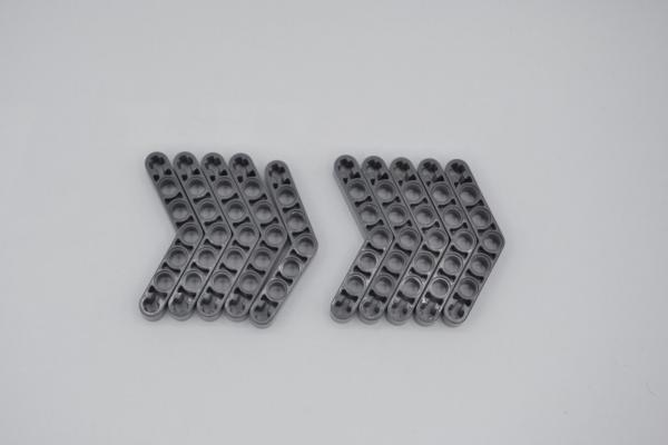 LEGO 10 x Technic Liftarm neues dunkelgrau Dark Bluish Gray 1x7 Bent Thick 32348