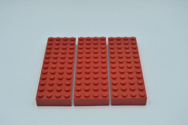 LEGO 3 x Bauplatte Grundplatte dick 12x4 Noppen rot Red Brick 4x12 4202