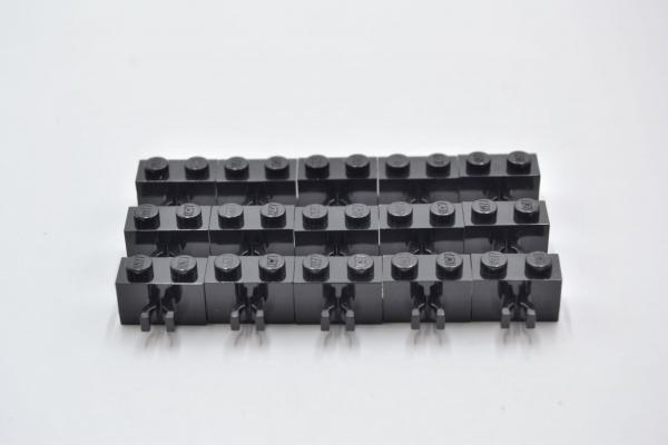 LEGO 15 x Stein schwarz Black Brick Modified 1x2 with Clip 30237