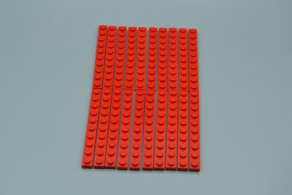 LEGO 20 x Basisplatte Grundplatte Bauplatte rot Red Basic Plate 1x10 4477