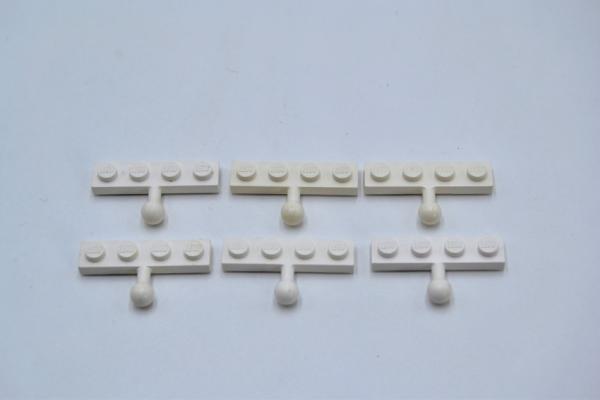 LEGO 6 x Kupplung AnhÃ¤nger weiÃŸ White Plate Modified 1x4 with Tow Ball 3184 