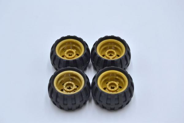 LEGO 4 x Rad Reifen Pearl Gold Wheel with Black Tire 43.2x26 Balloon 56145c04