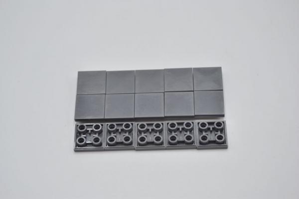 LEGO 15 x Fliese invers neues dunkelgrau Dark Bluish Gray Tile 2x2 11203