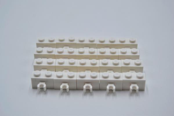 LEGO 20 x Stein weiÃŸ White Brick Modified 1x2 with Open O Clip Thick 30237b