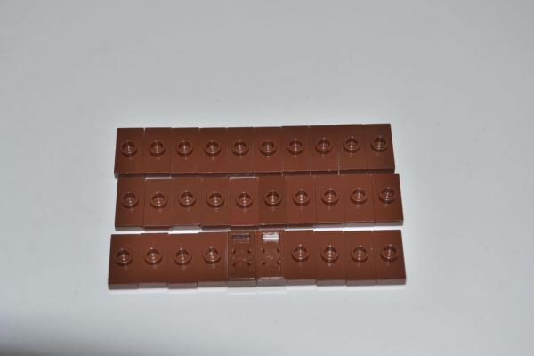LEGO 30 x Platte rotbraun Reddish Brown Plate 1x2 1 Stud a. Stud Holder 15573