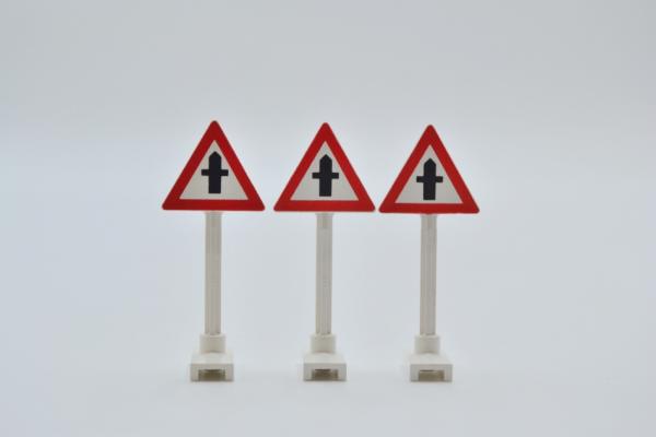 LEGO 3 x Verkehrsschild White Road Sign Triangle Road Crossing Pattern 649p02