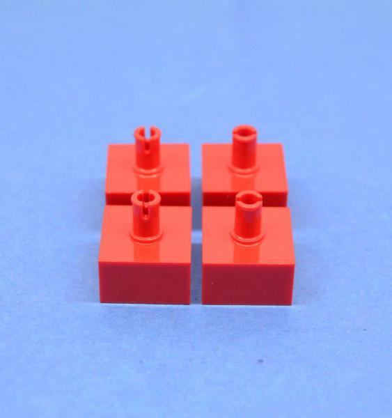 LEGO 4 x Technic Stein modifiziert Pin rot Red Brick Modified 2x2 No Studs 4729