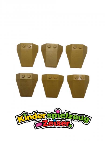 LEGO 6 x Keilstein Cockpit Pearl Gold Wedge 4x4 Triple with Stud Notches 48933