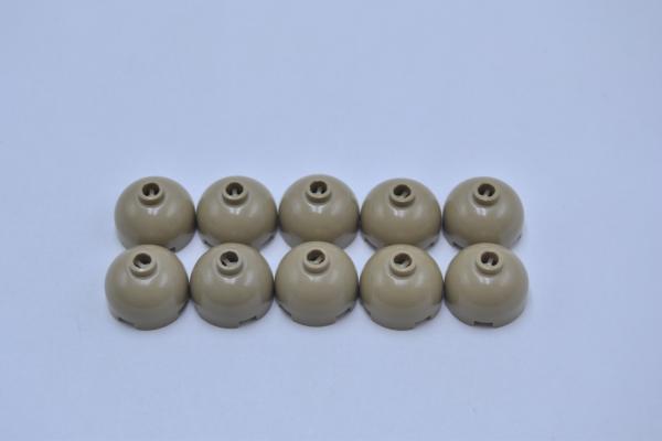 LEGO 10 x Kuppel dunkelbeige Dark Tan Brick Round 2x2 Blocked Open 553b