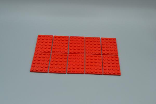 LEGO 10 x Basisplatte Grundplatte Bauplatte rot Red Basic Plate 4x6 3032