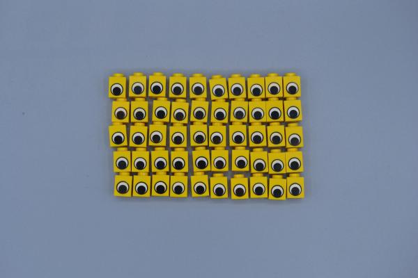 LEGO 50 x Stein 1x1 bedruckt Auge gelb yellow printed brick 3005pe1
