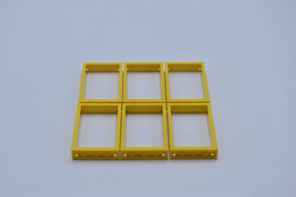 LEGO 6 x Fensterrahmen gelb Yellow Door Frame 1x4x6 Two Holes Top Bottom 60596