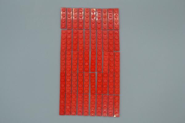 LEGO 50 x Basisplatte 1x4 rot red basic plate 3710 371021