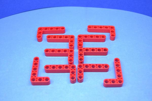 LEGO 10 x Technik Liftarm 90° dick 3x5 rot red technic angular beam 32526