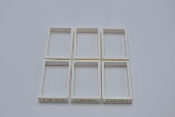 LEGO 6 x Fensterrahmen weiÃŸ White Door Frame 1x4x6 Two Holes on Top Bottom 60596