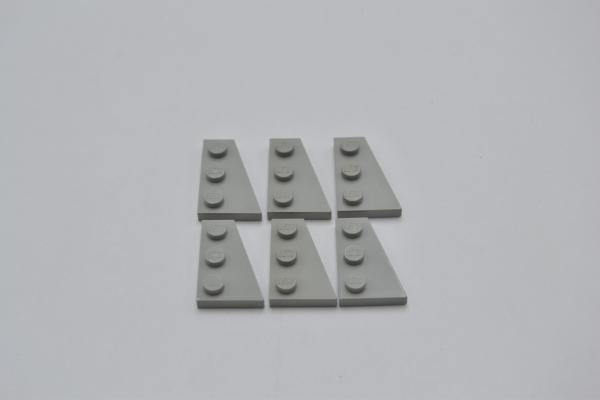 LEGO 6 x FlÃ¼gelplatte rechts althell grau Light Gray Wedge Plate 3x2 Right 43722