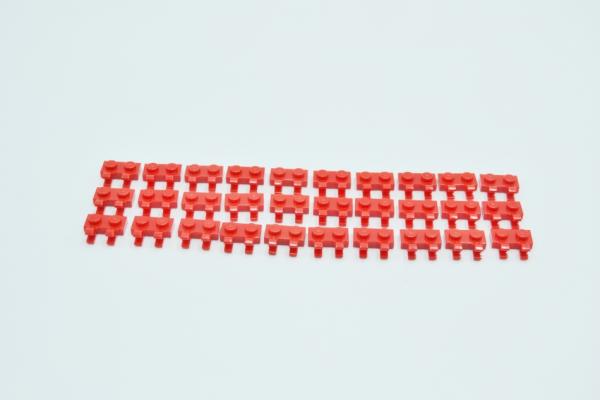 LEGO 30 x Platte rot Red Plate Modified 1x2 with 2 Open O Clip Horizontal 60470b