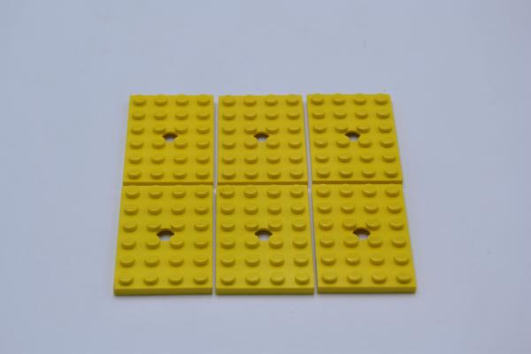 LEGO 6 x Platte Lenkfahrzeug gelb Yellow Plate Modified 4x6 with Hole 709