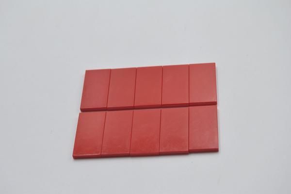 LEGO 10 x Fliese Kachel Systemstein glatt rot Red Tile 2x4 87079