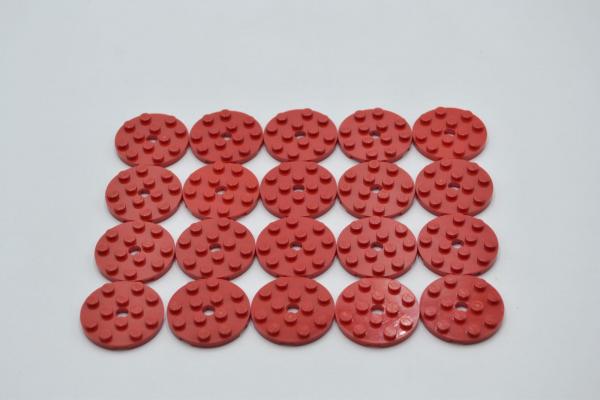 LEGO 20 x Rundplatte mit Loch rot Red Plate Round 4x4 with Hole 60474