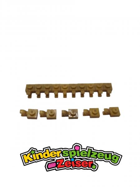 LEGO 15 x Platte mit Clip Pearl Gold Plate Modified 1x1 with U Clip 6019