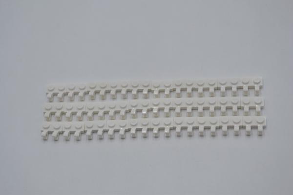 LEGO 30 x Platte 2 Clip weiÃŸ White Plate Mod. 1x2 with 2 Open O Clips 60470b