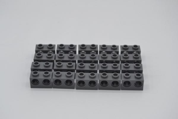 LEGO 20 x Technic Lochstein neues dunkelgrau Dark Bluish Gray Brick 1x2 32000