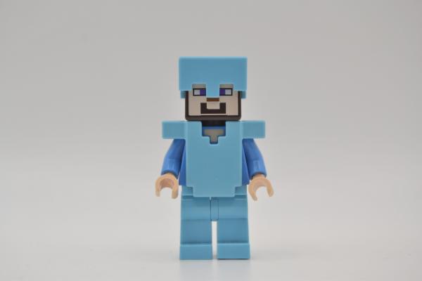 LEGO Figur Minifigur Minifigures Minecraft Steve Medium Azure Helmet min015